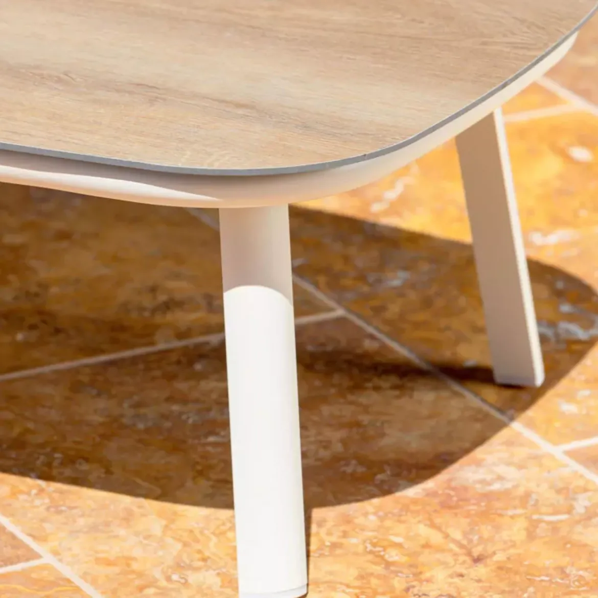 Tavolino da giardino quadrato alluminio Amalfi Bianco