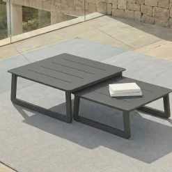 Tavolino da giardino quadrato in alluminio (85 x 85 cm) Long Beach Grigio antracite