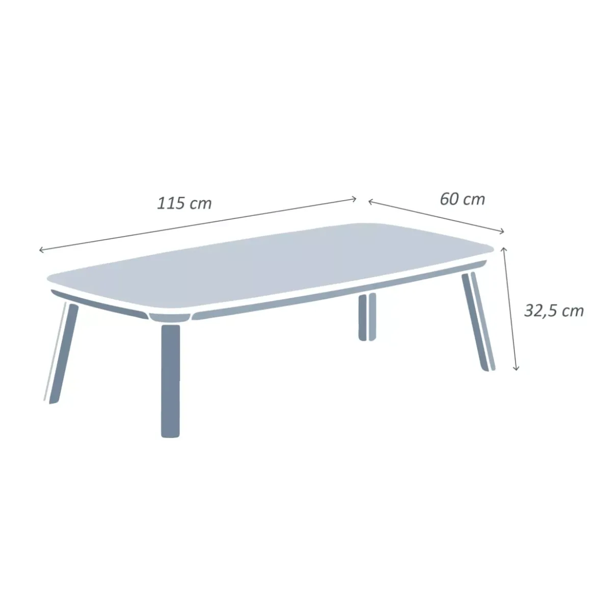 Tavolino da giardino rettangolare in alluminio Amalfi Grigio antracite