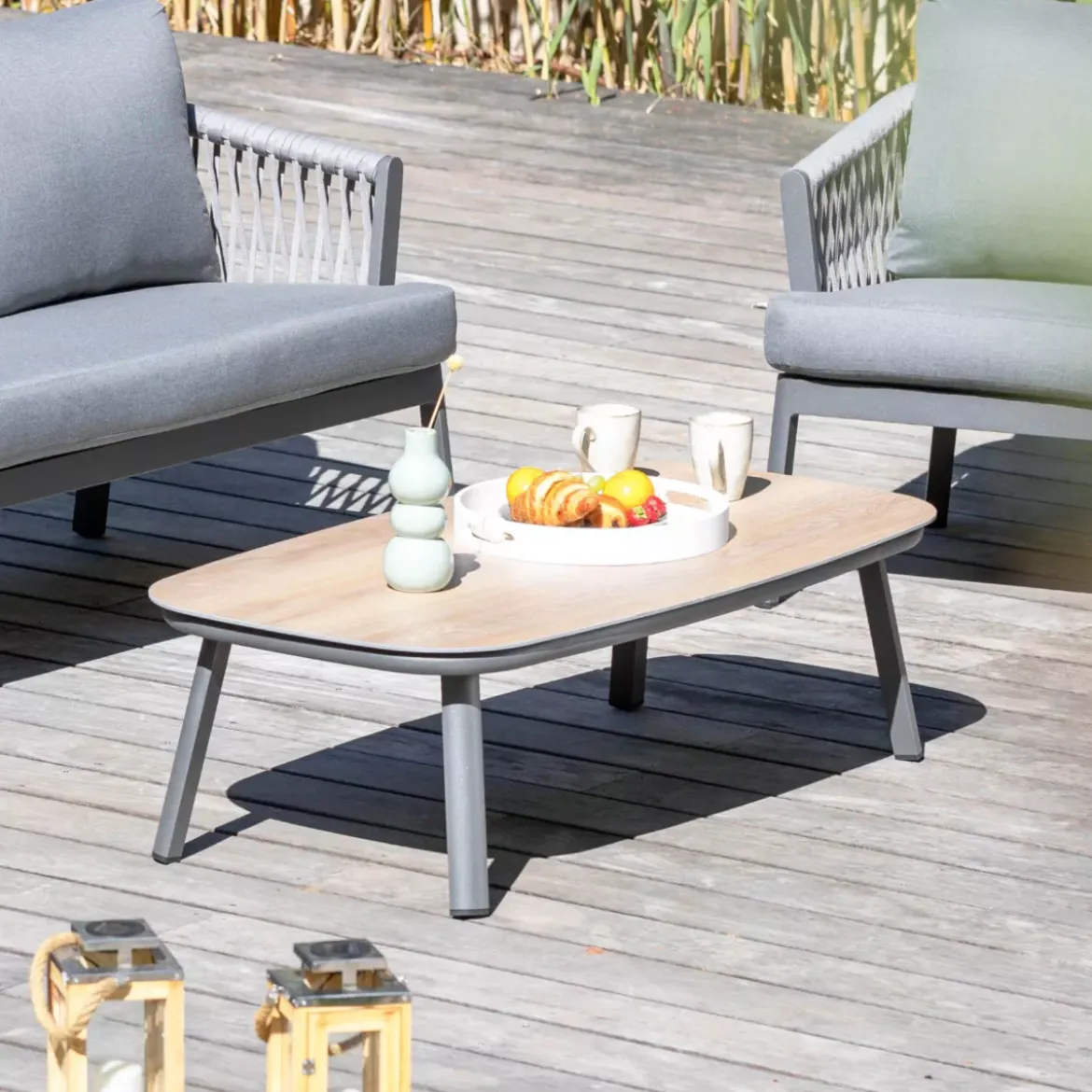 Tavolino da giardino rettangolare in alluminio Amalfi Grigio antracite