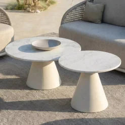 Tavolino da giardino rotondo in ceramica (D81 cm) Riviera Beige