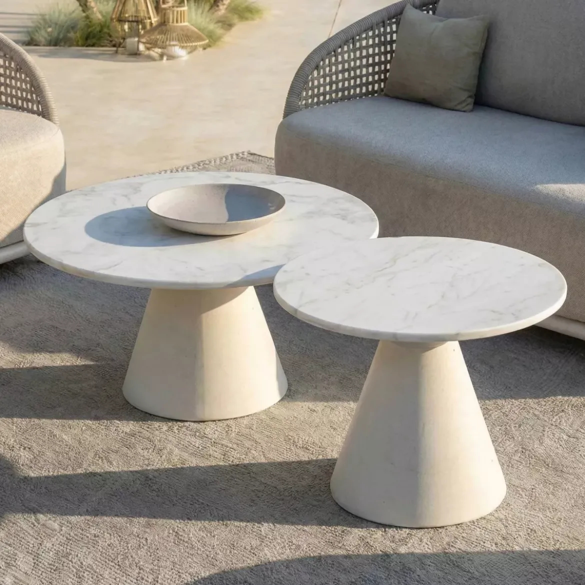 Tavolino da giardino rotondo in ceramica (D81 cm) Riviera Beige