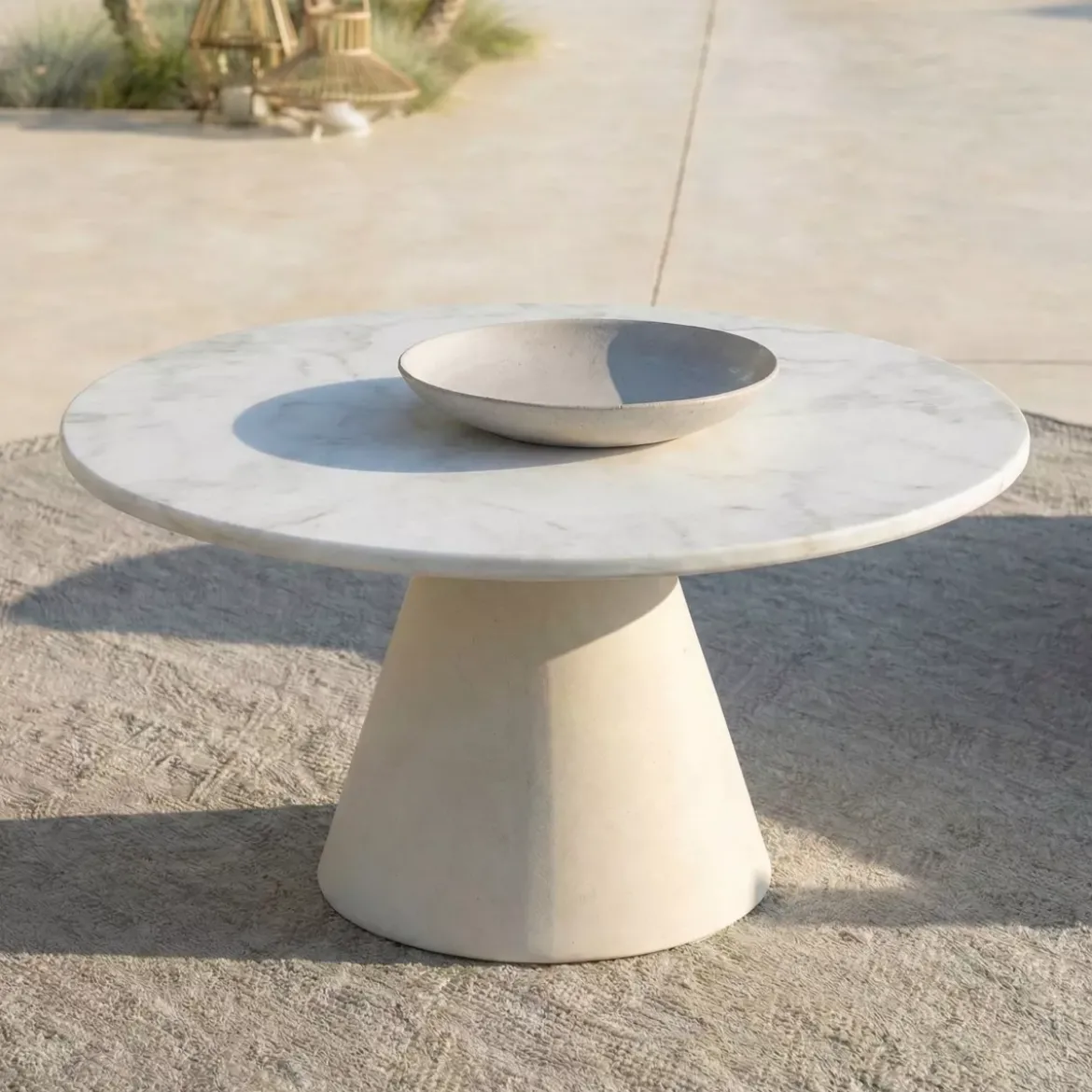 Tavolino da giardino rotondo in ceramica (D81 cm) Riviera Beige