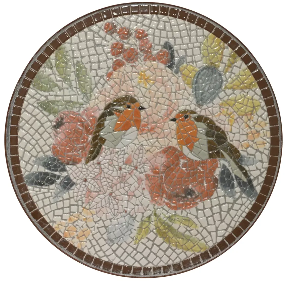 Tavolino d'appoggio rotondo in mosaico (H46 x D39 cm) Aberdeen Marrone