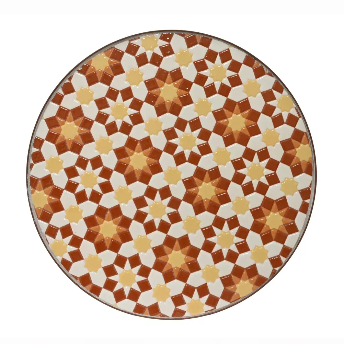 Tavolino d'appoggio rotondo in mosaico (H46 x D39 cm) Madrid Marrone