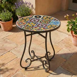 Tavolino rotondo in mosaico (H46 x D39 cm) Braga Multicolore