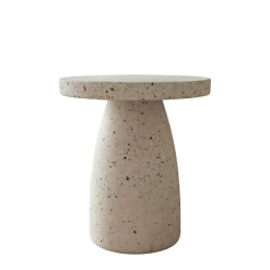 Tavolino basso rotondo in magnesio ossidato (H45 cm) Modula Effetto travertino