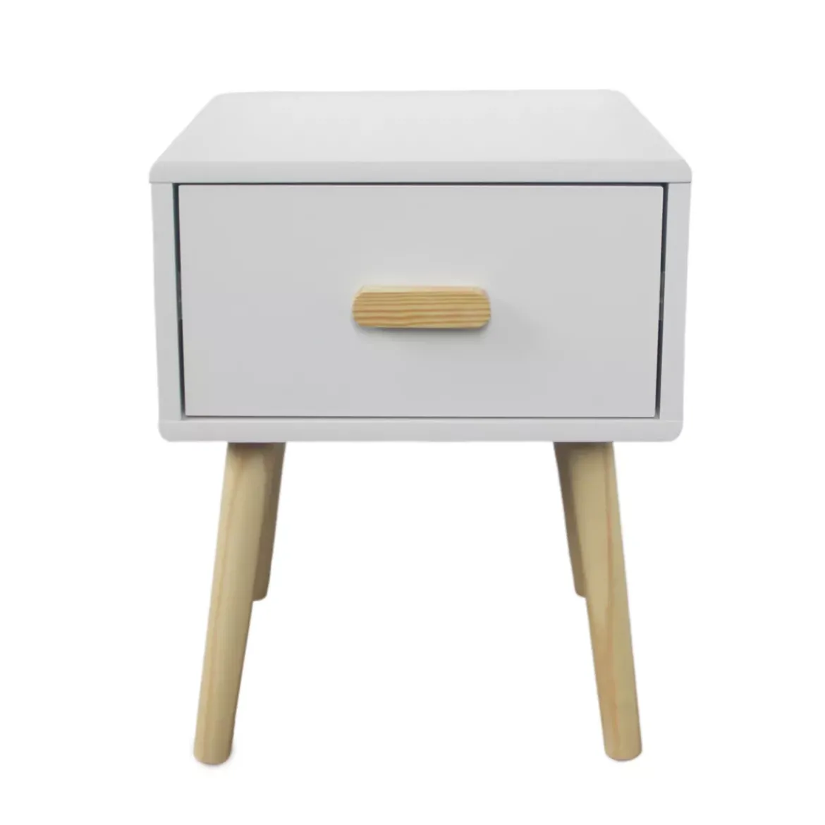 Tavolino da notte per bambini 1 cassetto in legno (H44 cm) Livio Bianco