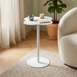 Tavolino d'appoggio in metallo (H53 cm) Lysa Bianco