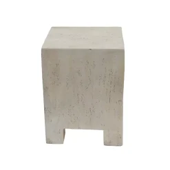 Tavolino d'appoggio quadrato in magnesio ossidato (H52 cm) Marlan Effetto travertino