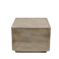 Tavolino d'appoggio quadrato in magnesio ossidato (H42 cm) Formo Effetto travertino