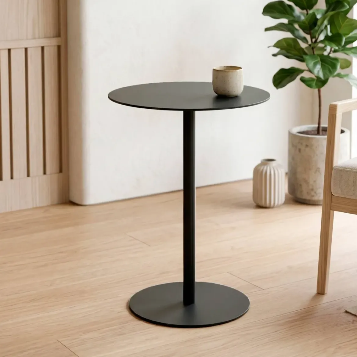 Tavolino in metallo (H53 cm) Lugani Nero