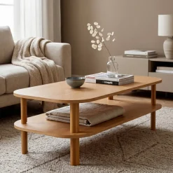 Tavolino rettangolare in rovere (130 cm) Oakland Naturale