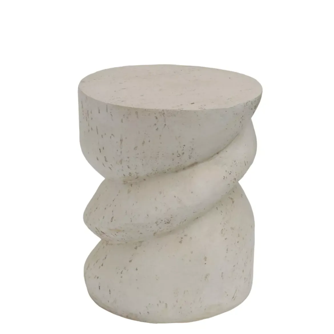 Tavolino rotondo in magnesio ossidato (H50 cm) Eterra Effetto travertino