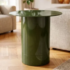 Tavolino rotondo in vetro e MDF (H51 cm) Jila Verde