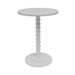 Tavolino tondo in legno (H61,5 cm) Banita Bianco