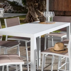 Tavolo alto in alluminio 6 posti (160 x Alt 105 cm) Murano Bianco