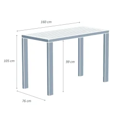 Tavolo alto in alluminio 6 posti (160 x Alt 105 cm) Murano Bianco