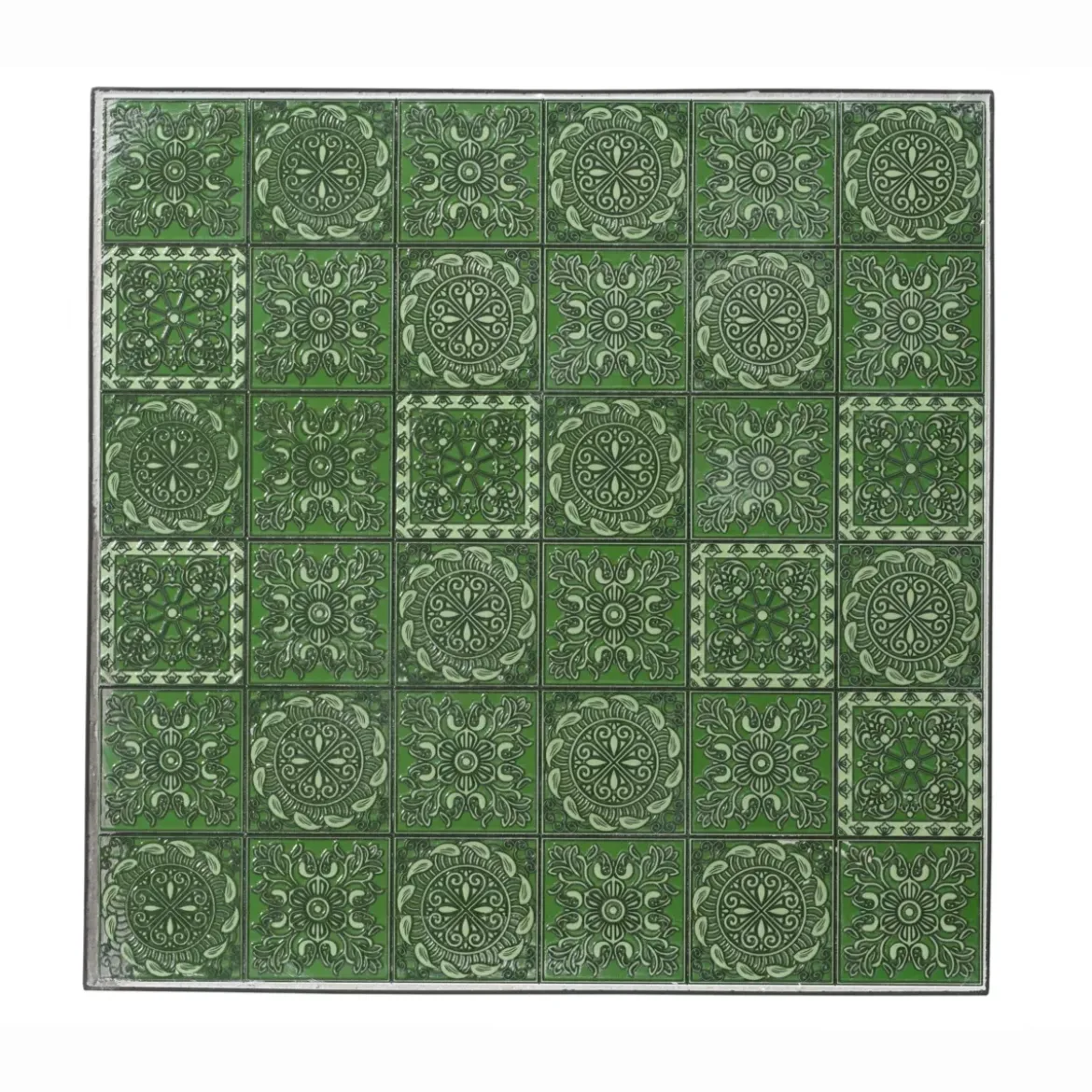 Tavolo bistro quadrato fisso in mosaico (58 x 58 cm) Aveiro Grigio e verde oliva