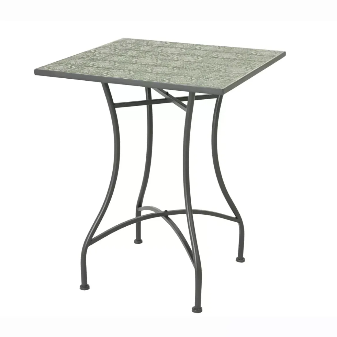 Tavolo bistro quadrato fisso in mosaico (58 x 58 cm) Aveiro Grigio e verde oliva
