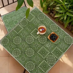 Tavolo bistro quadrato fisso in mosaico (58 x 58 cm) Aveiro Grigio e verde oliva