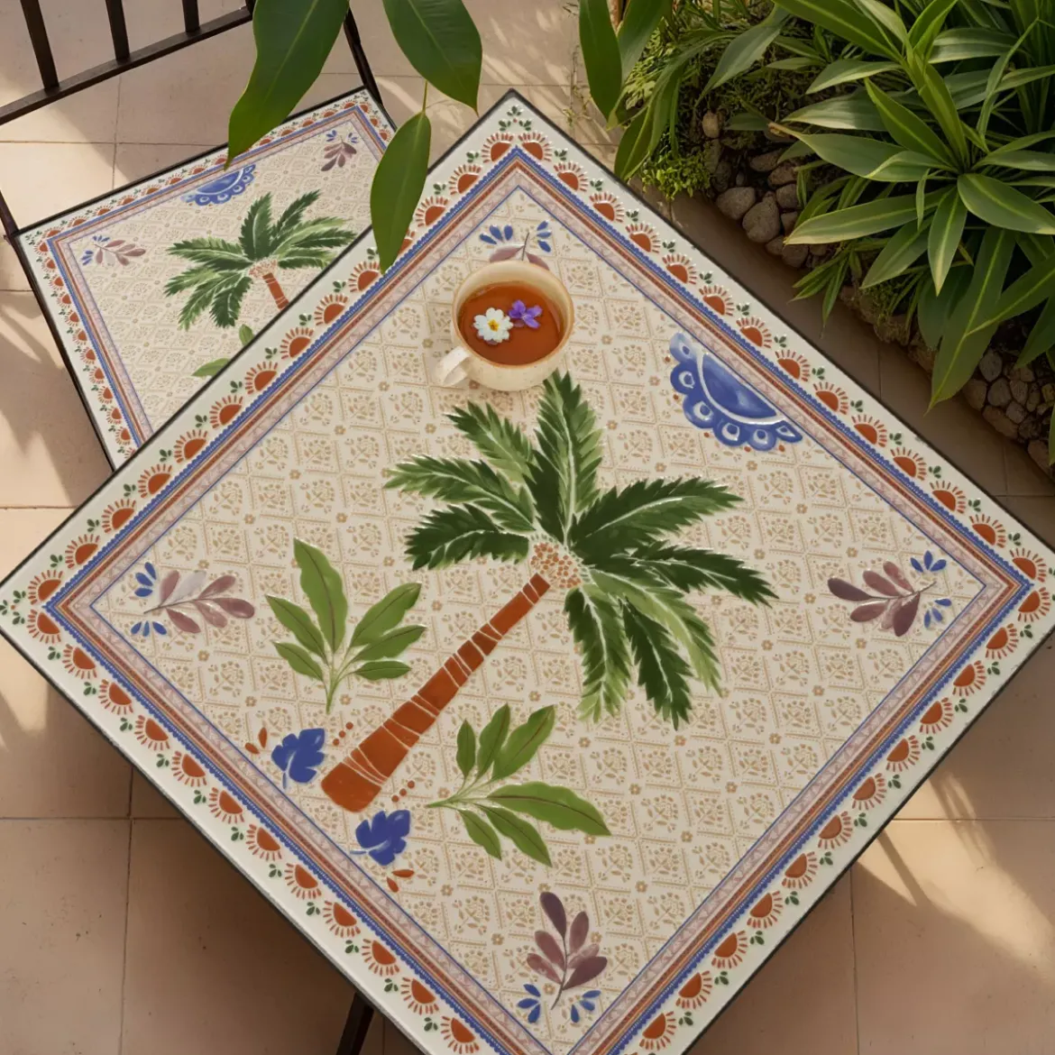 Tavolo bistro quadrato pieghevole in mosaico (58 x 58 cm) Havana Marrone