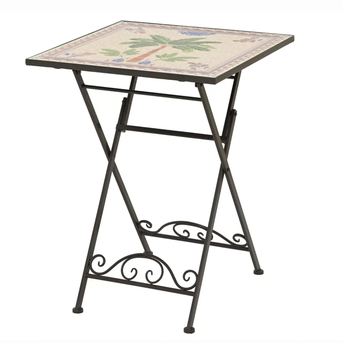 Tavolo bistro quadrato pieghevole in mosaico (58 x 58 cm) Havana Marrone