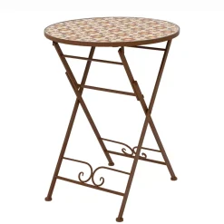 Tavolo bistro rotondo pieghevole in mosaico (D58 cm) Madrid Marrone