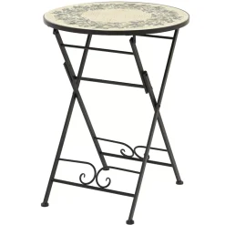 Tavolo bistro rotondo pieghevole in mosaico (D58 cm) Atene Beige
