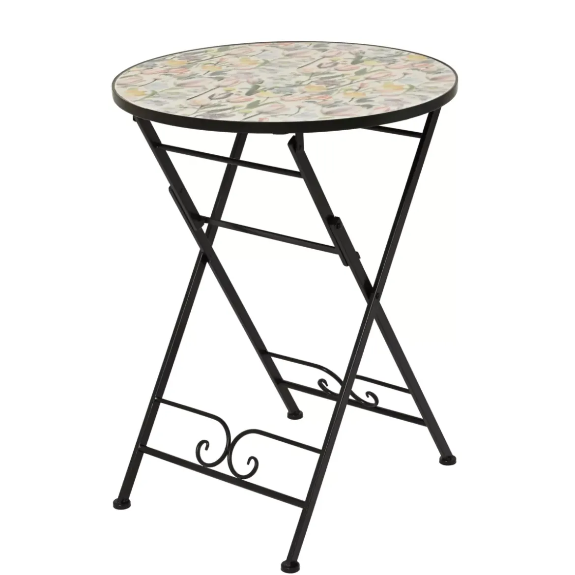 Tavolo bistro rotondo pieghevole in mosaico (D58 cm) Lisse Pastel