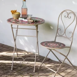 Tavolo bistrot mosaico Narbonne Tortora e rosa