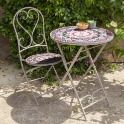Tavolo bistrot mosaico Narbonne Tortora e rosa