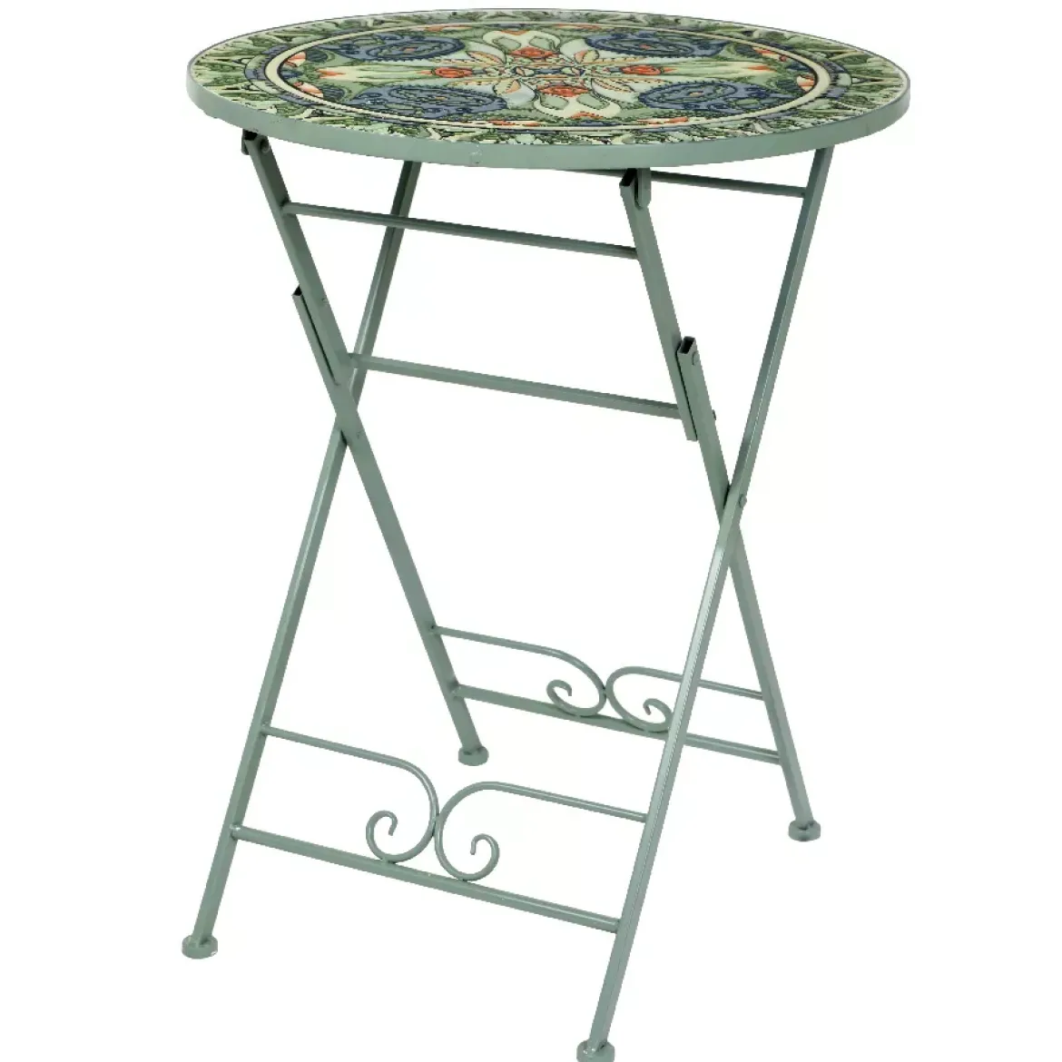 Tavolo bistrot rotonda pieghevole mosaico (60 cm) Cancùn Verde Salvia