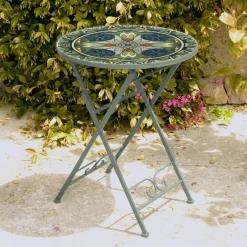 Tavolo bistrot rotonda pieghevole mosaico (60 cm) Cancùn Verde Salvia