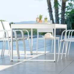 Tavolo da giardino 8 posti allumino e ceramica (180 x 90 cm) Kore Bianco e grigio chiaro
