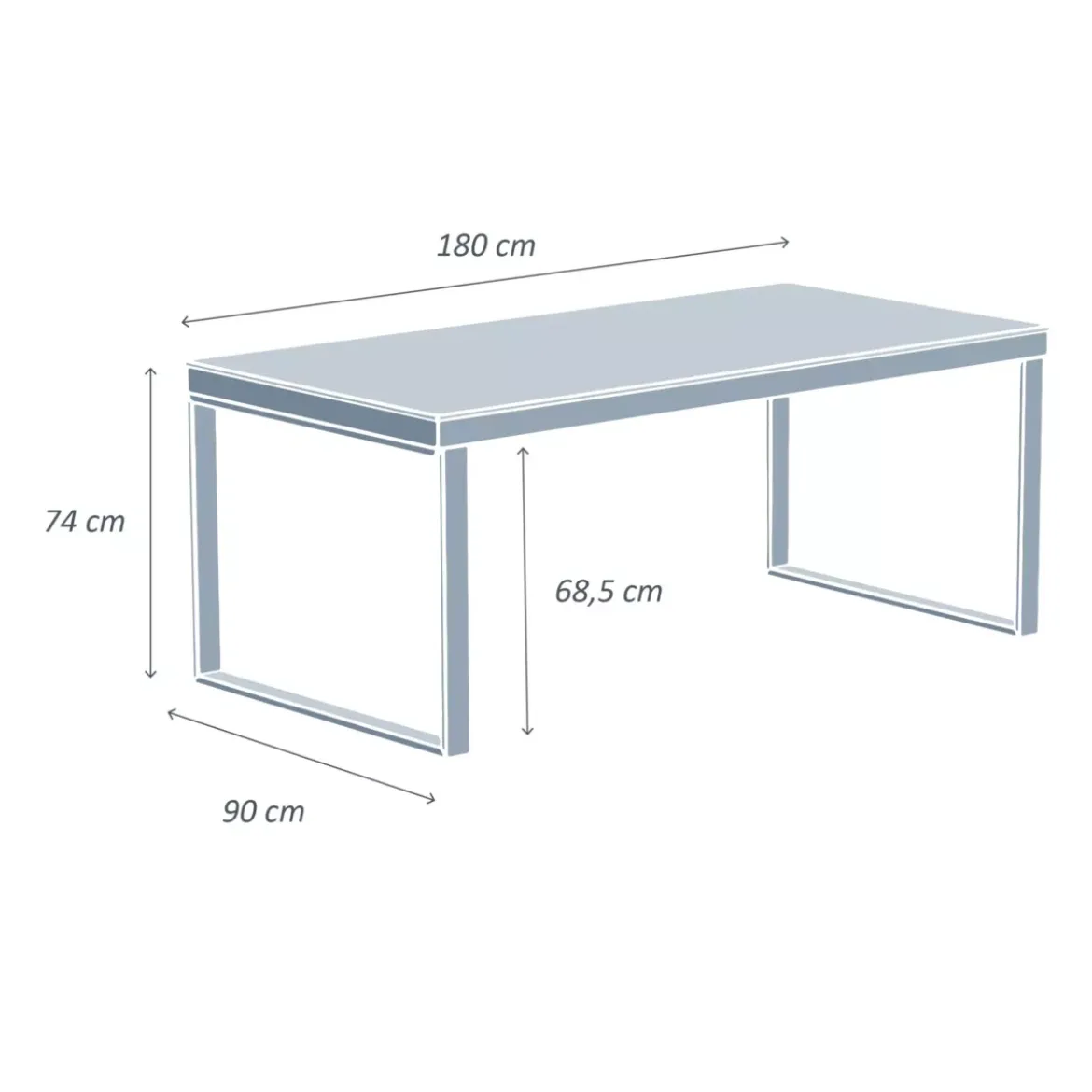 Tavolo da giardino 8 posti allumino e ceramica (180 x 90 cm) Kore Bianco e grigio chiaro