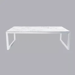 Tavolo da giardino alluminio e ceramica 12 posti (260 x 120 cm) Kore Bianco effetto marmo