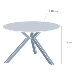 Tavolo da giardino Alluminio/Ceramica 6 posti (D120 cm) Kore Grigio antracite