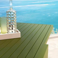 Tavolo da giardino allungabile in alluminio 12 posti (200/320 x 100 cm) Murano Verde oliva