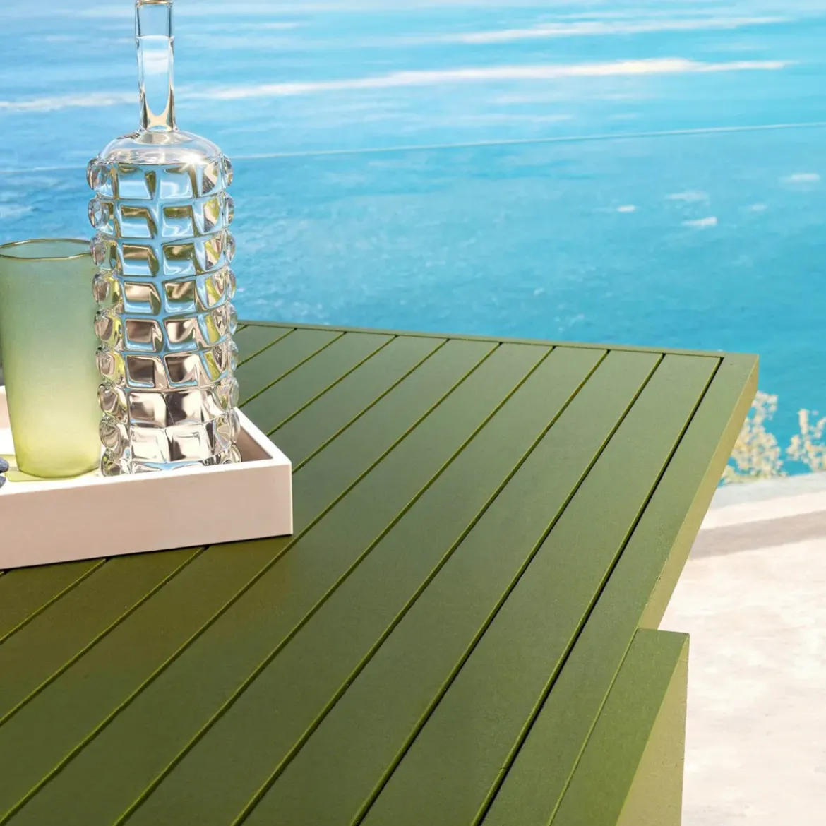Tavolo da giardino allungabile in alluminio 12 posti (200/320 x 100 cm) Murano Verde oliva
