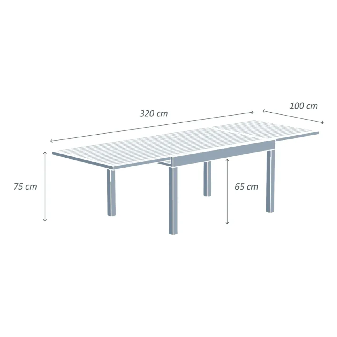 Tavolo da giardino allungabile in alluminio 12 posti (200/320 x 100 cm) Murano Verde oliva