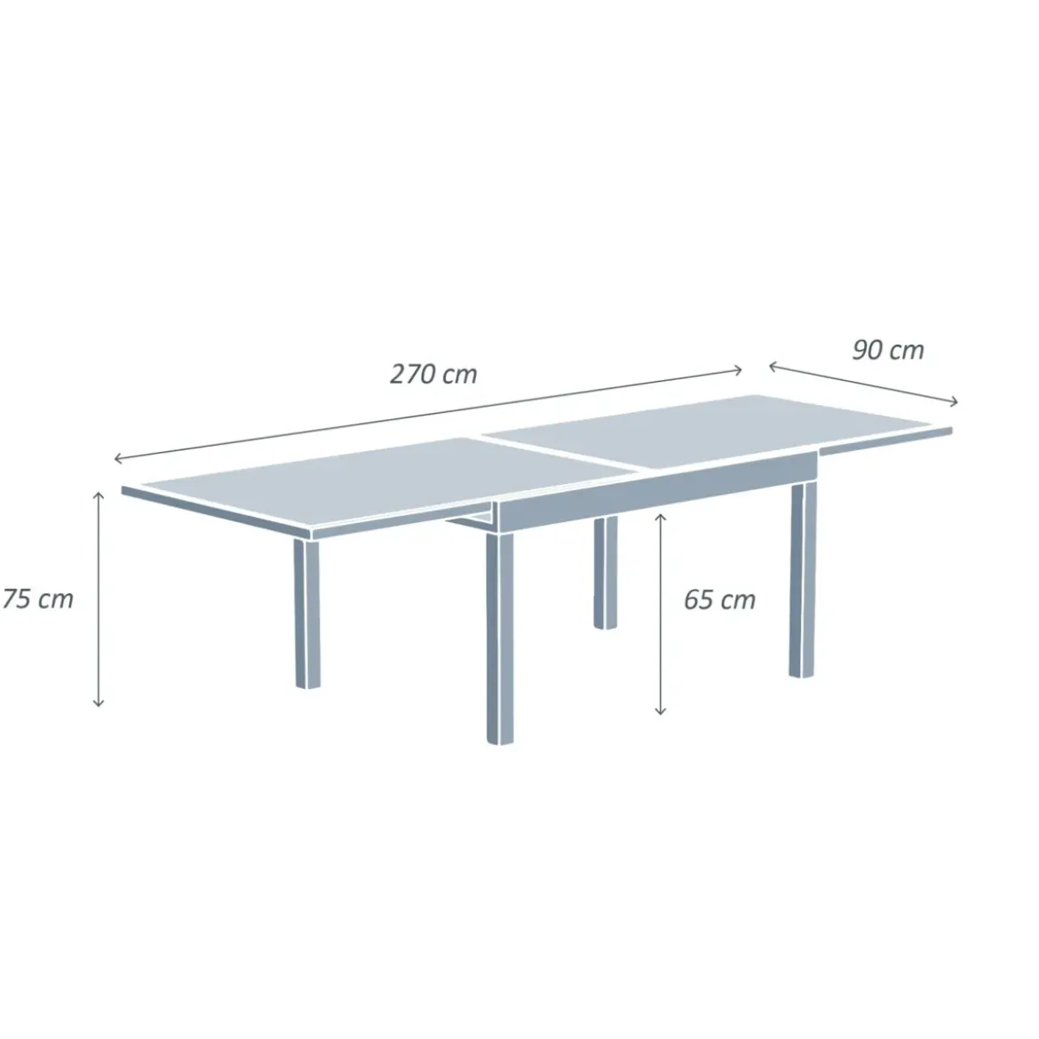Tavolo da giardino allungabile in vetro 10 posti (135/270 x 90 cm) Murano Antracite