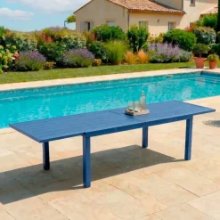 Tavolo da giardino allungabile in alluminio 10 posti (135/270 x 90 cm) Murano Blu
