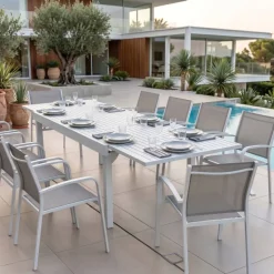 Tavolo da giardino allungabile alluminio 12 posti (200/320 x 100 cm) Murano Bianco