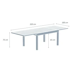 Tavolo da giardino allungabile alluminio 12 posti (200/320 x 100 cm) Murano Bianco
