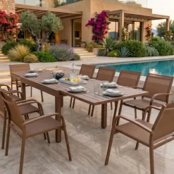 Tavolo da giardino allungabile in alluminio 10 posti (135/270 x 90 cm) Murano Bronzo