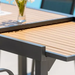 Tavolo da giardino allungabile 8 posti Alluminio effetto legno Murano (180 x 90 cm)Grigio antracite