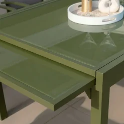 Tavolo da giardino allungabile in vetro 12 posti (200/320 x 100 cm) Murano Verde rosmarino
