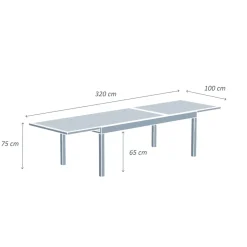 Tavolo da giardino allungabile in vetro 12 posti (200/320 x 100 cm) Murano Verde rosmarino