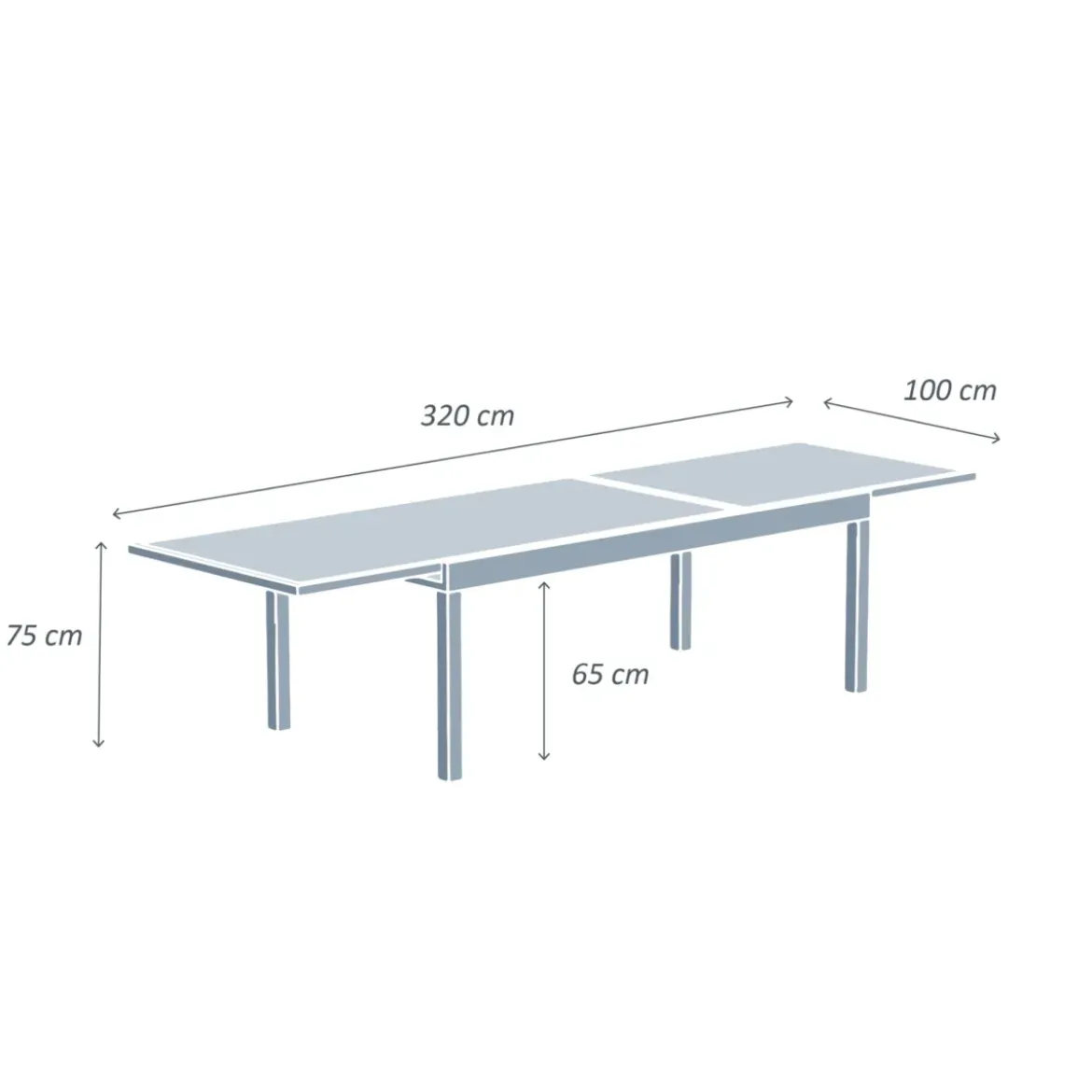Tavolo da giardino allungabile in vetro 12 posti (200/320 x 100 cm) Murano Verde rosmarino